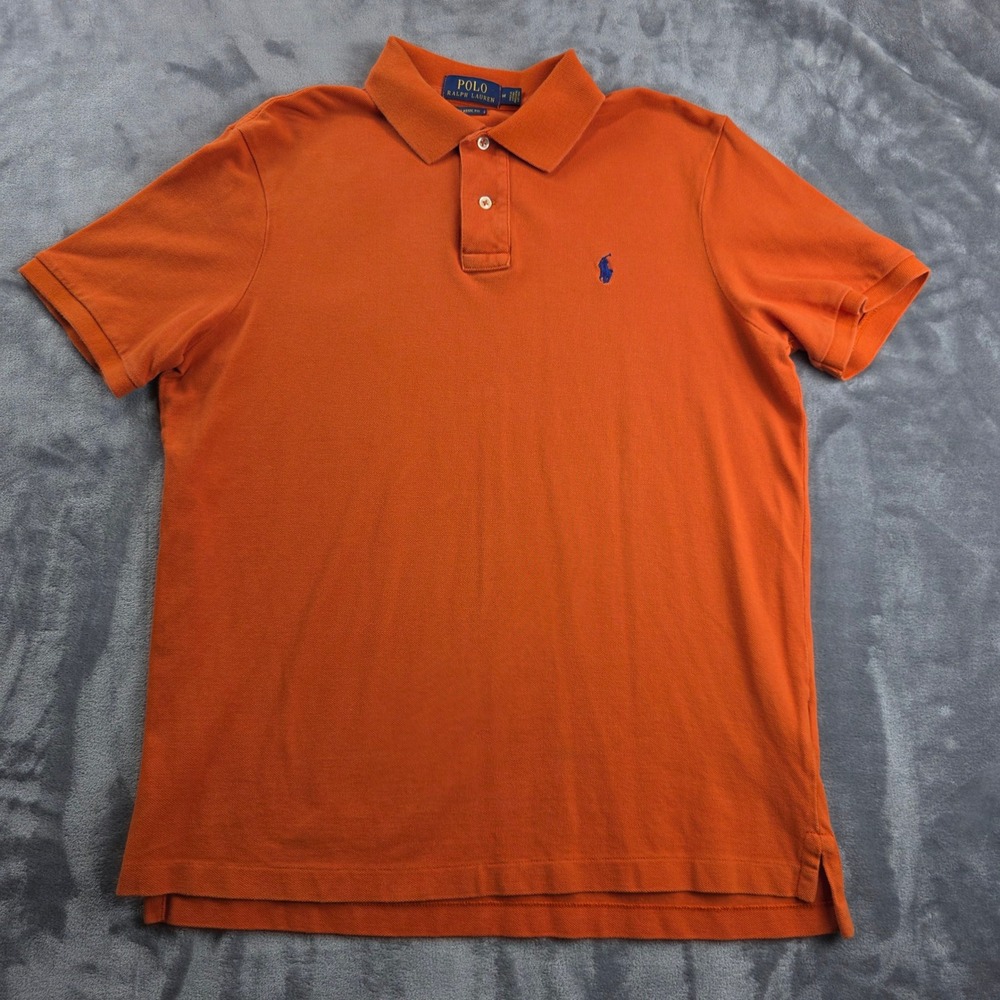Polo Ralph Lauren Polo Shirt Mens Medium Orange Classic Fit Short Sleeve Pony